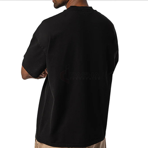 T-shirt ample surdimensionné noir personnalisé en gros pour hommes, coton de haute qualité, streetwear, design à épaules tombantes - Product Image 5