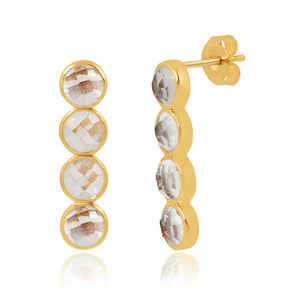 Boucles d'oreilles en or avec pierres précieuses de haute qualité 925 boucle d'oreille pendante en pierre de cristal en argent sterling pour dames et filles prix de gros - Product Image 1