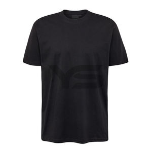 Venta directa de fábrica de los hombres de talla grande de moda estilo callejero sólido negro algodón camisetas gran oferta negro Jersey camisetas - Product Image 1
