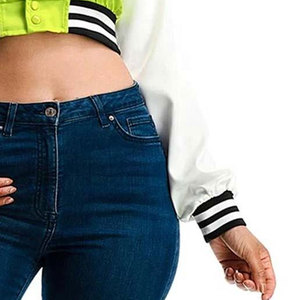 Vintage Style Cropped <b>Wool</b> Varsity Jackets for Women Short Length Knitted <b>Fabric</b> Winter Streetwear Varsity Jacket - Product Image 6