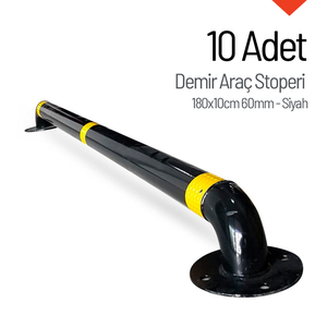 Set of 10 Black 180x10cm 60mm Iron Vehicle <b>Stoppers</b> for Parking Lot Made of Plastic - Product Image 4
