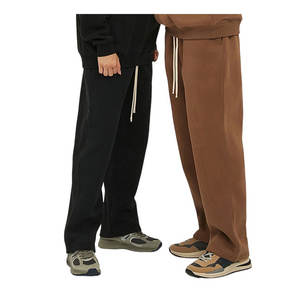 2025 Winter New Thick Straight Tube 100% Cotton Fleece Oversize Fit Sports Casual Pants <b>Men's</b> Sweatpants - Product Image 2