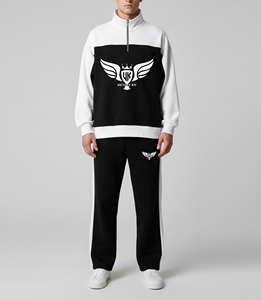 ชุดแทรคสูทสตรีทแวร์แบบซิปครึ่งตัวสำหรับผู้ชาย คุณภาพสูงจากโรงงานผู้ผลิต (OEM) ผลิตจากผ้าฝ้าย 100% - Product Image 2