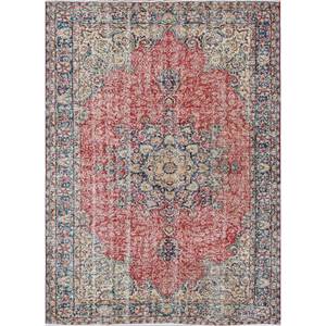 Alfombras de Lana Rojo Anaranjado Vintage, Anudadas a Mano, con Medallón y Patrones Rectangulares Abstractos para Sala de Estar, Pasillo, Nuevo Modelo 2025 - Product Image 1