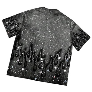 Camiseta Personalizada para Hombre, 100% Algodón, Secado Rápido, Transpirable, con Gráficos de Pedrería, Cuello Redondo, Manga Corta, Estilo Vintage, Ropa Urbana de Verano - Product Image 3