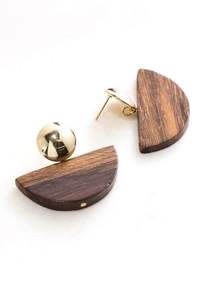Pendientes de madera para mujer, aretes colgantes geométricos de madera con forma de corazón vintage, a precio asequible, novedad de 2024 - Product Image 3