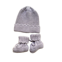 Bonnet personnalisé en coton et laine pour l'automne et l'hiver ensemble de chaussons bonnets tricotés pour enfants chapeaux pour bébés coffrets cadeaux