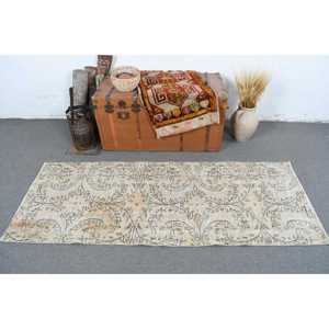 Tapis turc, tapis de couloir vintage 2,5x6,46 pieds, tapis abstrait vert et marron - Product Image 2