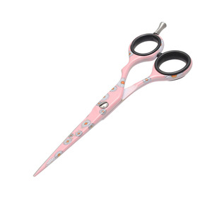 Tijeras de Peluquería Profesionales con Anillo de Goma Negro, Tijeras de Peluquería de Primera Calidad con Recubrimiento de Papel Floral de Acero Metálico - Product Image 6