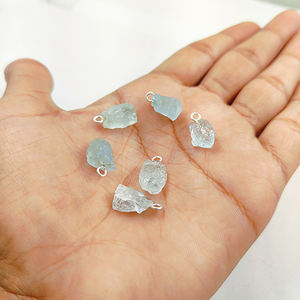 Pendentif en pierres précieuses brutes aigue-marine en argent sterling 925 collier à boucle percée breloque mars pierre de naissance pierre brute grossiste fournitures - Product Image 5