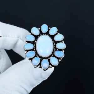 Milky Opal Ring Handmade 925 Sterling <b>Silver</b> Rhodium Plated Luxury Natural <b>Silver</b> Jewelry Gift for Her Valentine's Day - Product Image 1