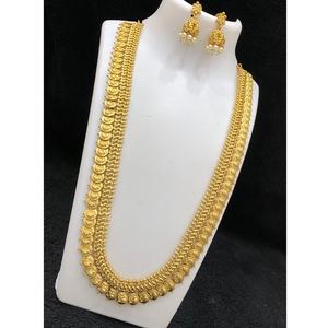 Long collier en plaqué or de conception exclusive polonaise antique de qualité supérieure avec boucles d'oreilles pour mariage pour les femmes - Product Image 1