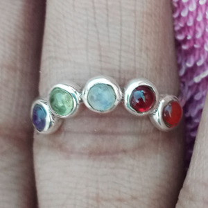 Bague Multi Gemstone Girls Custom Made 925 Sterling Silver Jewelry Bulk Wholesale Fine Silver Rings Jewelry - Product Image 3