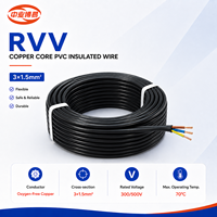 Cable flexible de cobre RVV 3*1.5mm² 300/500V con aislamiento y revestimiento de PVC para conexión de energía interior y equipos eléctricos