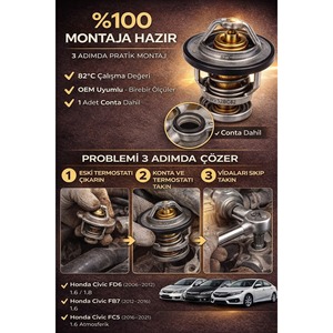 Termostato 82C R16 R18 Compatible con Honda Civic 1.6 1.8, Incluye Acura NSX Prelude MDX Acura Hybrid TAMA WV52BC82 - Product Image 1