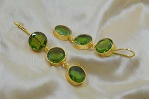 Pendientes de Piedra Hechos a Mano, Joyería de Plata de Ley 925, Pendientes de Botón Chapados en Oro de 18k para Mujer - Product Image 4