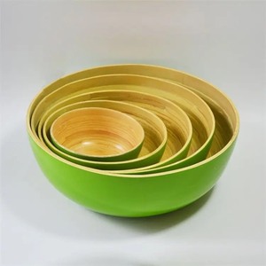 Trendy Eco-Friendly <b>Bamboo</b> Fiber Salad <b>Bowl</b> 100% Handmade in Vietnam with Customized Color and Vintage Style for Camping - Product Image 2