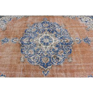 Tapis turc vintage 7,5x11,2 pieds, tapis surdimensionné, tapis en laine bleue - Product Image 5
