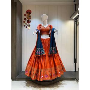 ชุดชานียาโชลีแบบดั้งเดิม ผ้าฝ้ายคัดพิเศษพร้อมผ้าคลุมไหล่ลายวินเทจ ดีไซน์เนอร์ งานฝีมือประณีต ระบายความชื้นได้ดี ใช้ได้ทุกฤดู ราคาสุดคุ้ม - Product Image 4