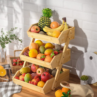 Panier à fruits en bambou, bol à fruits pour comptoir de cuisine, support de stockage de légumes pour magasin de fruits à 3 niveaux