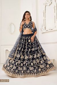 งานลําดับการเย็บปักถักร้อยสุทธิของนักออกแบบล่าสุด Lehenga Choli โดย Fab Zone - Product Image 5