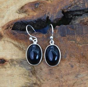 Noir Onyx Gemstone Fait À La Main 925 Solide En Argent Sterling Spinner Boucles D'oreilles Dangle Boucles D'oreilles Argent En Gros 925 Timbre Bijoux - Product Image 2