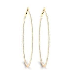 Top Demanded Natural Diamond <b>Hoop</b> <b>Earrings</b> in 14K/18K Gold Perfect for Everyday Wear and Special Occasions Available for Sale - Product Image 1