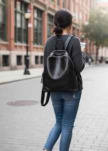 กระเป๋าเป้สะพายหลังหนังแท้สีดำสำหรับผู้หญิง ความจุขนาดใหญ่ หนังแท้คุณภาพสูง กระเป๋าหนังสือสุดหรู กระเป๋าเดินทางสุดสง่างาม กระเป๋าทำงานสำหรับผู้หญิง - Product Image 5