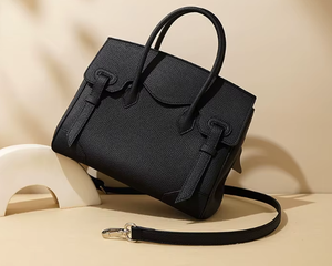 กระเป๋าถือโท้ทหนังวัวแท้หรูหรา2025สำหรับผู้หญิงความจุมากเม็ดลิ้นจี่มีซิปซับในโพลีเอสเตอร์เครื่องประดับแฟชั่น - Product Image 2