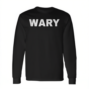 T-shirt a maniche lunghe Wary con design a caratteri in grassetto, abbigliamento nero, vestibilità unisex - Product Image 2