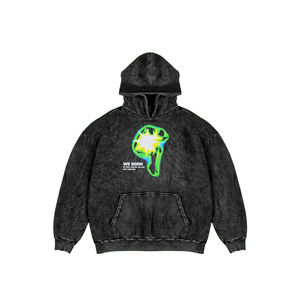 Sweat à capuche à épaules tombantes, délavé à l'acide, décoloré par le soleil, vente chaude, sur mesure, tendance streetwear, anti-boulochage, respirant, pour femme - Product Image 3