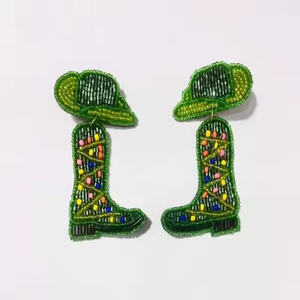<b>Bee</b> bottle seed beads embroidery wine bottle earrings Cocktail beaded Statement bottle earring for women and girls - Product Image 4