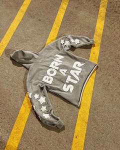 Sweat-shirt thermique d'hiver personnalisé en gros, 500 g/m², effet délavé soleil, broderie vieillie, mélange de coton, avec poche et capuche - Product Image 3