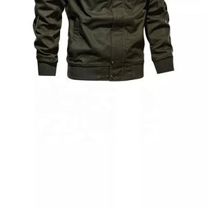 Blousons d'hiver coupe-vent en cuir pour hommes, style bomber, avec col montant en toile et motif gaufré - Product Image 5