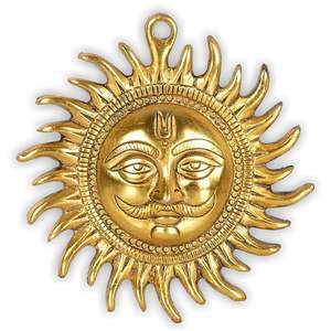 Cobre decorativo Sun Idol fabricante cara pared arte colgante estatua Puja Vastu figurita Surya para positividad hogar - Product Image 3