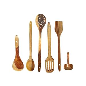 Hot Selling Durable Eco-Friendly <b>Wooden</b> <b>Cooking</b> <b>Spoon</b> & Masher Set Direct From India Natural Hardwood Utensils for Kitchen Use - Product Image 2