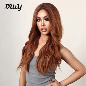 26 Inches Long Curly Reddish <b>Brown</b> Synthetic <b>Wig</b> for Women Premium Quality LC9007-1 for Daily Use and Cosplay Parties - Product Image 1