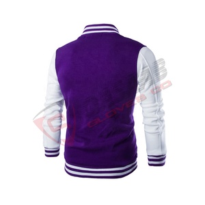 Vente en gros de veste de baseball en coton polyester polaire pour hommes et femmes de haute qualité patchwork de couleur orange avec boutons - Product Image 4