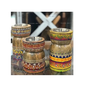 Ensemble de deux brûleurs de Dukhoon de tailles différentes en forme ronde en bois, brûleur d'encens Oud pour la décoration de la maison - Product Image 3