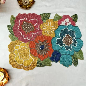 High Quality Hand Embroidered Beaded Placemat Home Decor Leaf Shape Custom Color Modern Wedding <b>Christmas</b> Decoration Bulk Price - Product Image 1