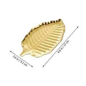 Bandeja de Servicio de Metal con Forma de Hoja Dorada, Plato Decorativo para Hotel, Restaurante, Centro de Mesa para el Hogar, Decoración Artística Elegante - Product Image 2