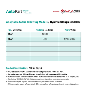 Pieza de Liberación de Maletero Metálica para SEAT Toledo, León - Product Image 2