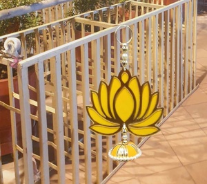 50 pièces belle Lotus en bois/MDF suspendu avec des bourgeons de lys artificiels à la main Design Unique guirlande de Lotus toile de fond indienne - Product Image 3