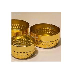 Tazones de Acero Inoxidable para Servir Postres y Frutas con Decoración Dorada de Primera Calidad para Bodas y Hoteles - Product Image 3