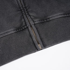 Sweats à capuche surdimensionnés personnalisés pour hommes, sweat à capuche zippé avec lavage à l'acide et poids lourd - Product Image 5