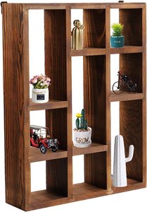 Étagère de présentation Shadow Box, étagères flottantes rustiques à 9 fentes de 15 "x 11.8", étagère murale/autoportante en bois pour mur - Product Image 2