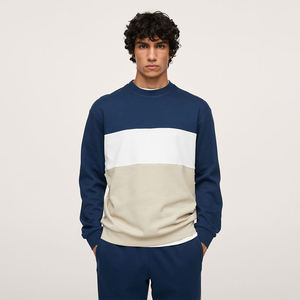 Men Color <b>Block</b> Sweatshirt 100% Cotton Hgih Quality Crewneck Sweatshirt For Men Pullover Basics Custom Logo Wholesale Streetwear - Product Image 1