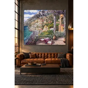 Côte de Positano vue depuis une terrasse avec impression sur toile Wisteria - Product Image 3