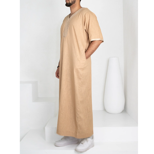 Thobe marocain de haute qualité pour hommes vêtements musulmans en gros Robe Jubba à manches longues prix d'usine - Product Image 5