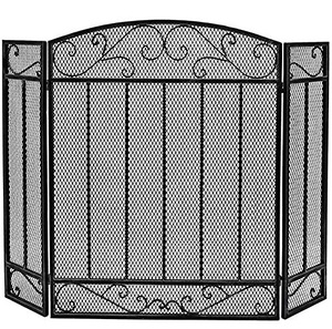 Unique Fire Guard <b>Screens</b> for Large <b>Fireplace</b> Spark Protector With Decorative Scroll Golden Solid Wrought Iron Fire <b>Screen</b> - Product Image 6